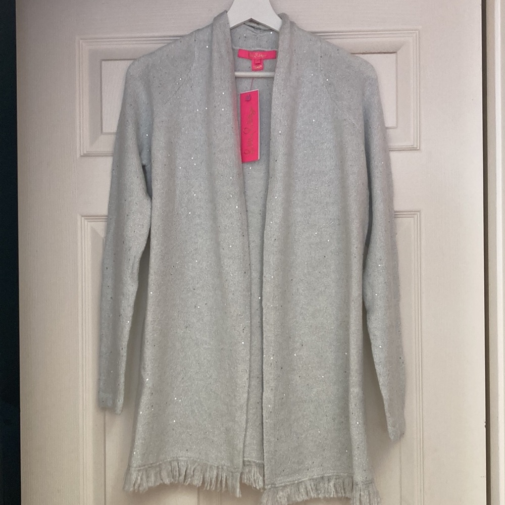 Lilly Pulitzer Light Gray Open Front Cardigan - Picture 2 of 8